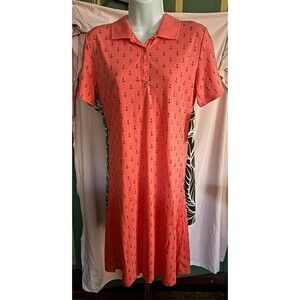 NWT Riders by Lee Size Small Women’s Coral Anchor Print Polo Dress 34” Bust